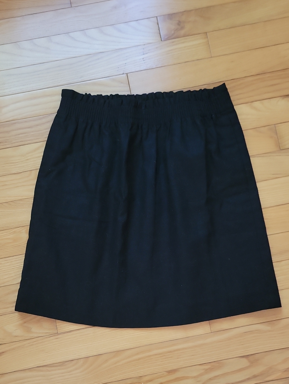 J. Crew Factory Black Mini Linen/Cotton Skirt with Elastic Waist